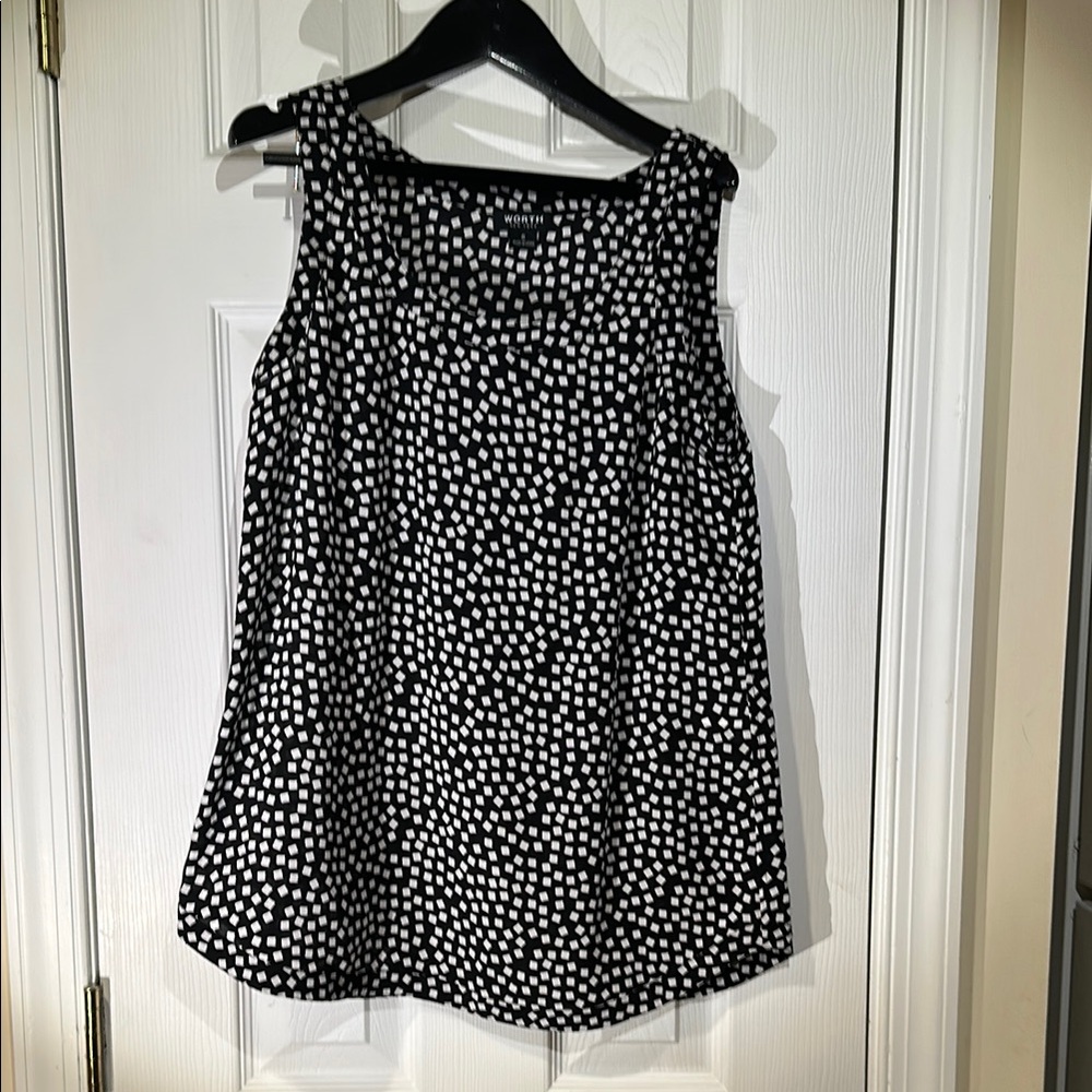 Talbots Black and White Sleeveless Boxy Blouse